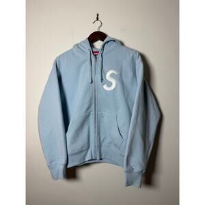 Supreme S Logo Zip Up Hooded Sweatshirt 'Light Blue'